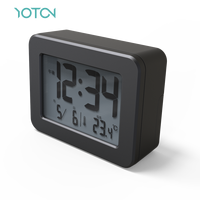 Horloge de bureau électronique LCD multifonctionnelle, radio, affichage numérique, calendrier, rétroéclairage, température, humidité, design minimaliste