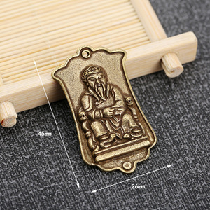Pendentif Bouddha en laiton 46x27mm, style antique, porte-clés de voiture, étiquette décorative - Product Image 3