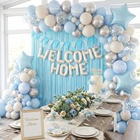 Lot de décorations de ballons de fête en gros avec ballon en aluminium « Bienvenue à la maison » et rideau à franges pour décorations de fête d'anniversaire à domicile