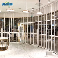 Porte coulissante pliable moderne en alliage d'aluminium avec volet roulant cloison de séparation porte en cristal épaissie porte de séparation intérieure silencieuse