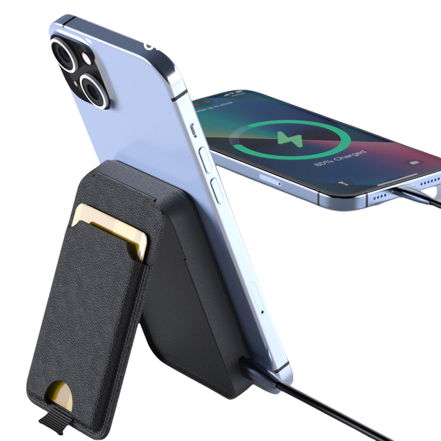 Leather Case Fast Charging Power Bank 5000mAh Magnetic Safe Battery Pack 15W Wireless Charger PowerBank With Card Holder Wallet