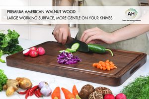 Factory <strong>Sale</strong> Black Walnut <strong>Wood</strong> Cutting <strong>Boards</strong> <strong>for</strong> Kitchen, Reversible Wooden Chopping <strong>Board</strong> With Juice Grooves 17''x 11'' - Product Image 3