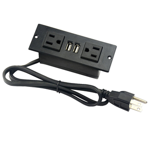 Regleta de Enchufes Empotrada Estándar de EE. UU. con Enchufe Plano, 2 Tomas de Corriente Alterna y Puertos USB Dobles, Toma de Corriente Oculta para Escritorio, Hogar y Oficina - Product Image 2