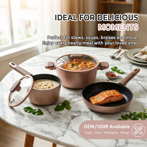 Ensemble de 10 casseroles en aluminium épais antiadhésif, revêtement sain sans PFOA, compatible avec toutes les cuisinières, ensemble complet de casseroles pour la famille - Product Image 5