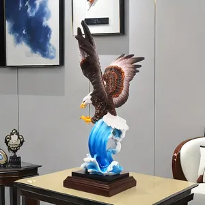 Scultura in Resina dell'<span class=keywords><strong>Aquila</strong></span> Calva Maestosa che Vola Sopra le Onde dell'Oceano, Statua Realistica dell'<span class=keywords><strong>Aquila</strong></span>, Decorazione Artigianale per Soggiorno - Product Image 4