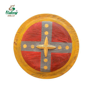 Cổ Điển Viking Thời Trung Cổ Bằng Gỗ Lá Chắn Trong Vòng Thiết Kế Mộc Mạc Gỗ Thông Thủ Công Với Vẽ Tay Kỹ Thuật - Product Image 6