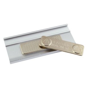 BADGE con nome personalizzato magnete mm.72 x 32 Distintivo con pulsante rettangolare 3D in acciaio inossidabile in metallo paillettes decorazione include Logo personalizzato - Product Image 2