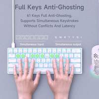 Los Mejores Teclados Mecánicos Económicos, Teclado para Juegos Portátil al 60%, Retroiluminación LED, 61 Teclas, Teclado para Juegos con Cable para Windows