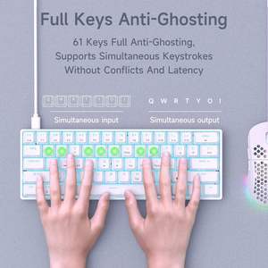 Meilleurs claviers mécaniques abordables, clavier de jeu portable 60%, rétroéclairage LED, 61 touches, clavier de jeu filaire pour Windows - Product Image 2