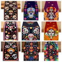 Nouveau chemin de table personnalisé en lin, best-seller d'Amazon, pour la décoration de table du Carnaval mexicain du Día de Muertos