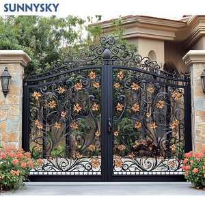 <span class=keywords><strong>Portail</strong></span> <span class=keywords><strong>coulissant</strong></span> double automatique simple en <span class=keywords><strong>acier</strong></span> forgé noir Sunnysky de 24 pieds de large pour allée - Product Image 6