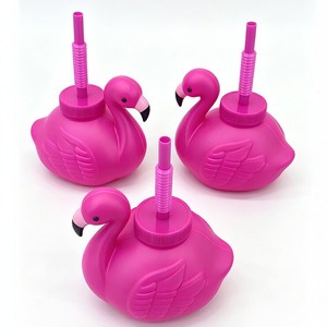 Kreativer Flamingo-förmiger PP Einweg-Öko-Strohhalmbecher mit Strohhalm für den Sommergebrauch - Product Image 3