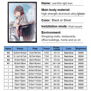 Tùy chỉnh khung nhôm hộp Đèn backlit dấu hiệu dọc hoặc ngang <span class=keywords><strong>menu</strong></span> hộp Đèn - Product Image 6