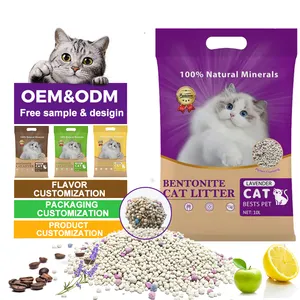 Preço barato personalizado fácil limpo esmagado aglomeração bentonite cat litter desodorização bentonite cat litter areia