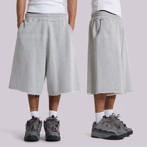 <span class=keywords><strong>Pantaloncini</strong></span> da <span class=keywords><strong>Uomo</strong></span> Personalizzati in <span class=keywords><strong>Cotone</strong></span> 100% 450GSM, Stile Baggy, Jogger Pesanti con Orlo Grezzo e Effetto Consumato, <span class=keywords><strong>Taglie</strong></span> <span class=keywords><strong>Forti</strong></span> - Product Image 1