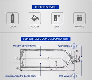 Yiyecek ve içecek azot gazı silindir Co2 alüminyum gaz silindir 20LBS 10LBS 5LBS co2 gaz silindir demlemek için - Product Image 4