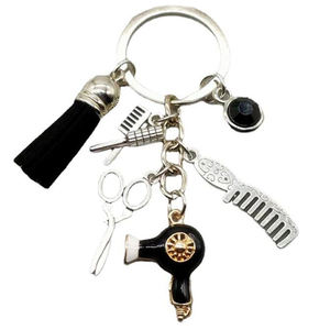Llavero con borla para secador de pelo, minitijeras de peluquería, peine, regalo para estilista - Product Image 1