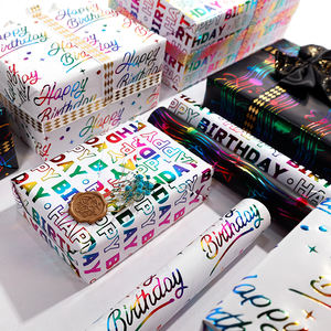 High Quality Disposable Virgin <b>Gold</b> Stamping Birthday Colorful Gift <b>Wrapping</b> Art <b>Paper</b> with Silicone Coating - Product Image 1