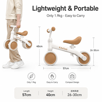 Vélo d'équilibre premium à 4 roues, trotteur ergonomique pour bébé sans pédales, jouet d'apprentissage pour enfants de 1 à 3 ans, coffret cadeau