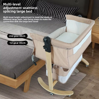 Nouveau berceau pliable en bois massif pour bébé avec espace de rangement, lit cododo réglable pour nouveau-né avec moustiquaire