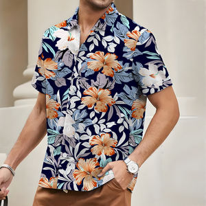 Benutzer definierte Sublimation Blumen druck Casual Summer Beach Tägliches Büro Urlaub Shirt Button Designer Einzigartiges Herren Hawaii hemd - Product Image 2