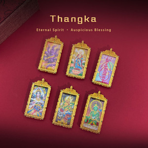 Collier pendentif Thangka Manjusri Bodhisattva doré et peint à la main pour hommes et femmes, collier Zajila <span class=keywords><strong>Mo</strong></span> Spirit du Renard à neuf queues - Product Image 1