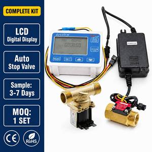 Kit de Medidor de Flujo de Agua de Latón con Válvula Solenoide |   Controlador de Pantalla Digital LCD con Apagado Automático |   Sensor Hall G1/2 1-25L/min - Product Image 2