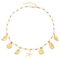 Collier de Plage Style Bohème Chic Vacances, Pendentif Étoile de Mer Coquillage, Perles d'Imitation et Alliage pour Femme