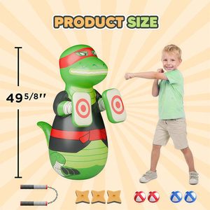 Green Karate Dinosaur <b>Inflatable</b> Punching Bag for Kids Training and Active Play - Product Image 6
