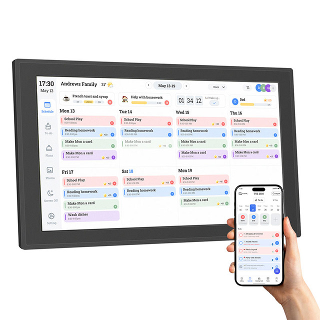 R&E 10.1 Inch Smart WiFi Digital Desk Calendar 1080P Family Wall Schedule Planner Android Touch Screen Interactive Art