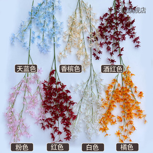 Orquídea de Seda Oncidium, Flor Artificial de 120 cm, Color Rojo Vino, Decoraciones para Techo de Boda - Product Image 4