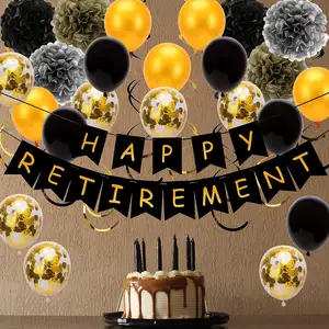 खुश सेवानिवृत्ति पत्र पन्नी कागज बैनर कागज फूल गेंद खुश सेवानिवृत्ति पार्टी सजावट के लिए सेट सूट