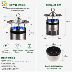 Nouvelle solution antiparasitaire avec appât au <span class=keywords><strong>CO2</strong></span>, piège à moustiques au <span class=keywords><strong>CO2</strong></span> pour usage intérieur/extérieur, lampe anti-moustiques avec fonction étanche pour jardin - Product Image 3