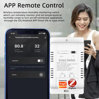 Module Wi-Fi domestique intelligent Zigbee Tuya ZB-TDQ-16A-220v-TH avec relais de contrôle de température et d'humidité, auto-bloquant et interverrouillable
