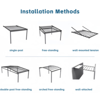 Toldo Retráctil para Balcón Francés con Tira de LED, Pérgola de Aluminio, para Apartamento, Terraza Exterior, Impermeable, Protección UV