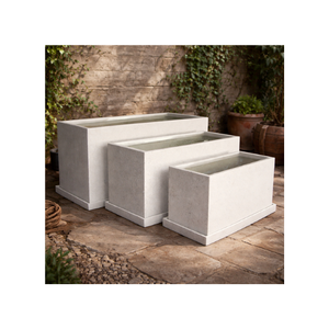Ensemble de jardinières modernes en fibre de verre, prêtes à être expédiées, à plusieurs niveaux, rectangulaires, pour fleurs, décoration de jardin extérieur et patio - Product Image 1