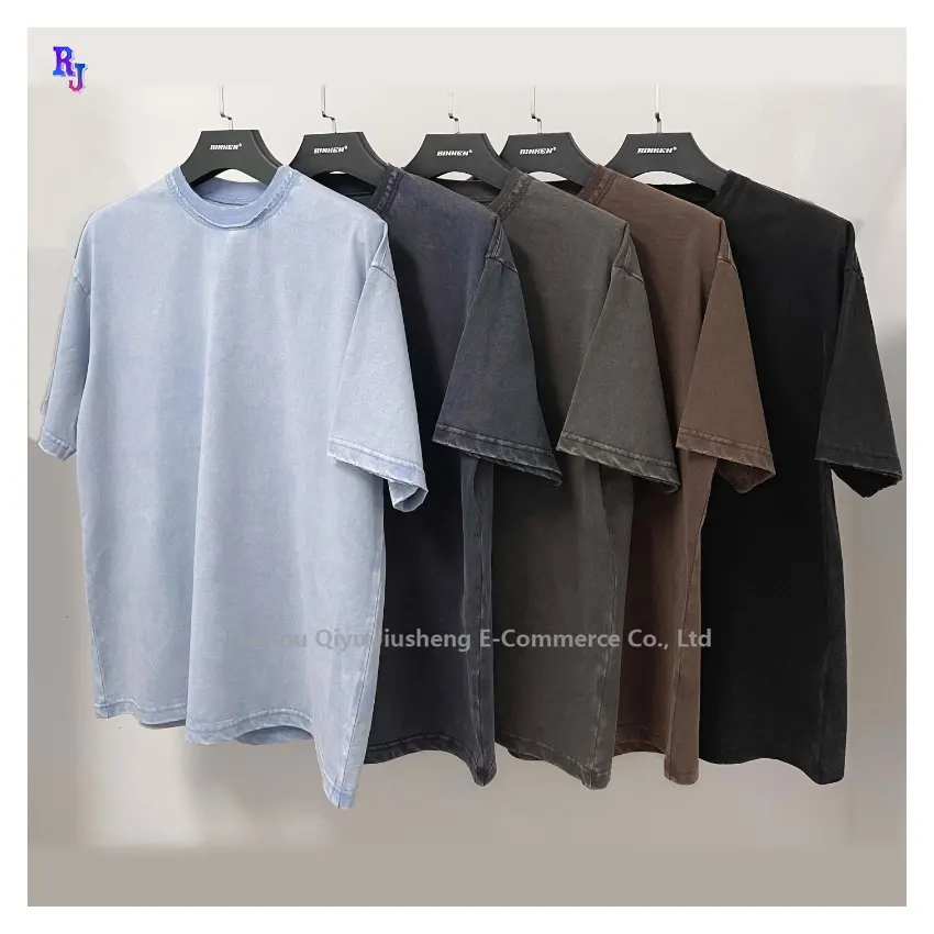 Kaus Oem 260gsm 100% katun kualitas tinggi kaus ukuran besar Heavyweight kaus kustom polos ukuran Plus Pria