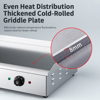 Grill électrique professionnel en acier inoxydable antiadhésif, plaque de cuisson robuste avec thermostat, surface plate, certifié CE, contrôle double zone