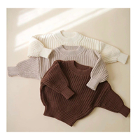 Logo personnalisé gros tricot surdimensionné bébé chandails 100% bambou épais tricoté garçons filles hiver