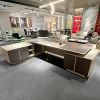 Table de conférence de direction moderne en bois brun - Console de contrôle en MDF, marque ML, garantie 5 ans