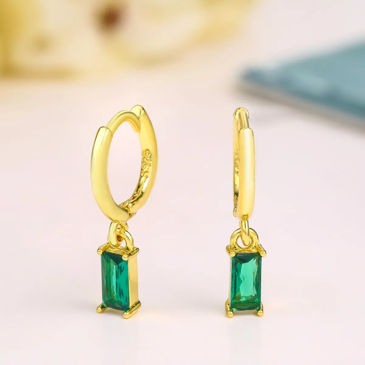 New Wholesale Fashion Earrings Blue Spinel Earrings 18k Gold Crystal Earrings For Wedding Party