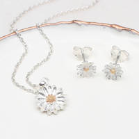 Guangzhou Sterling Argent Boucle D'oreille Et Collier Fleur De Naissance Collier Ensembles