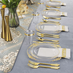 New Arrival Clear Plastic Charger Plates ,Acrylic Wedding Decorative Service Plate with Gold Silver Reef Cloud Rim