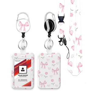 Wholesale retractable flower <b>bow</b> hiking keychains, epoxy resin easy-pull buckles, printable logo card holders and lanyards - Product Image 1