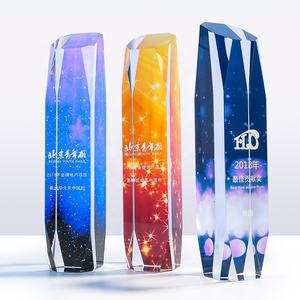 ยอมรับของขวัญทางธุรกิจการออกแบบรางวัลคริสตัลบล็อกคริสตัลรางวัลแก้วคริสตัล 3 มิติ - Product Image 1