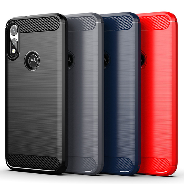 Full Luxury TPU Silicone Soft Carbon Fiber Back Cover for Moto E7 for Moto E 2020 Phone Back Cover Case