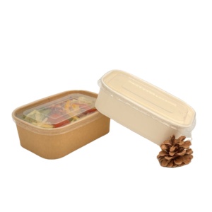 Disposable Kraft <strong>Paper</strong> Food <strong>Container</strong> for Takeaway Salad &amp; Fruit Sushi Bowl with Matt Lamination &amp; Embossing Use for Noodles - Product Image 5