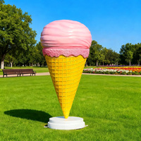 F036 Reuzen ijshoorntje sculptuur van glasvezelhars, muziek- en liefdesthema ornament, kinderfeestjes, milieuvriendelijk, UV-bestendig
