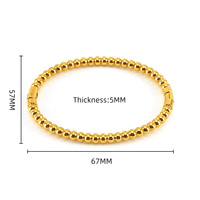 Bracelets Joncs Minimalistes en Acier Inoxydable 5mm pour Femme, Plaqué Or, Perles Façonnées, Cadeaux Bijoux, Vente en Gros