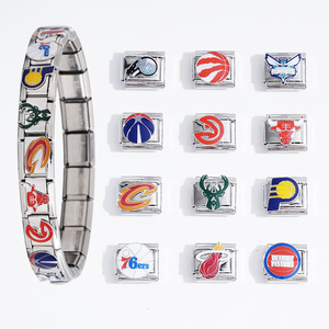 สร้อยข้อมือสแตนเลสแบบโมดูลาร์พร้อมจี้ทีม NBA ของขวัญสำหรับทุกเพศ  เครื่องประดับเสริม - Product Image 1